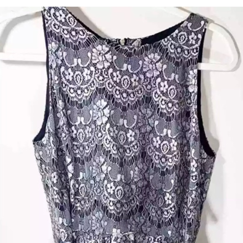 Eliza j lace dress. Silver/gray over black